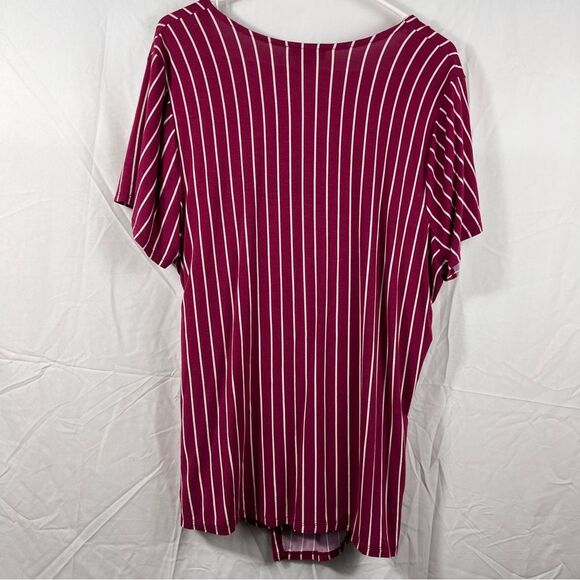 Lane Bryant Striped Wrap Burgundy Top 0164 - Picture 3 of 11